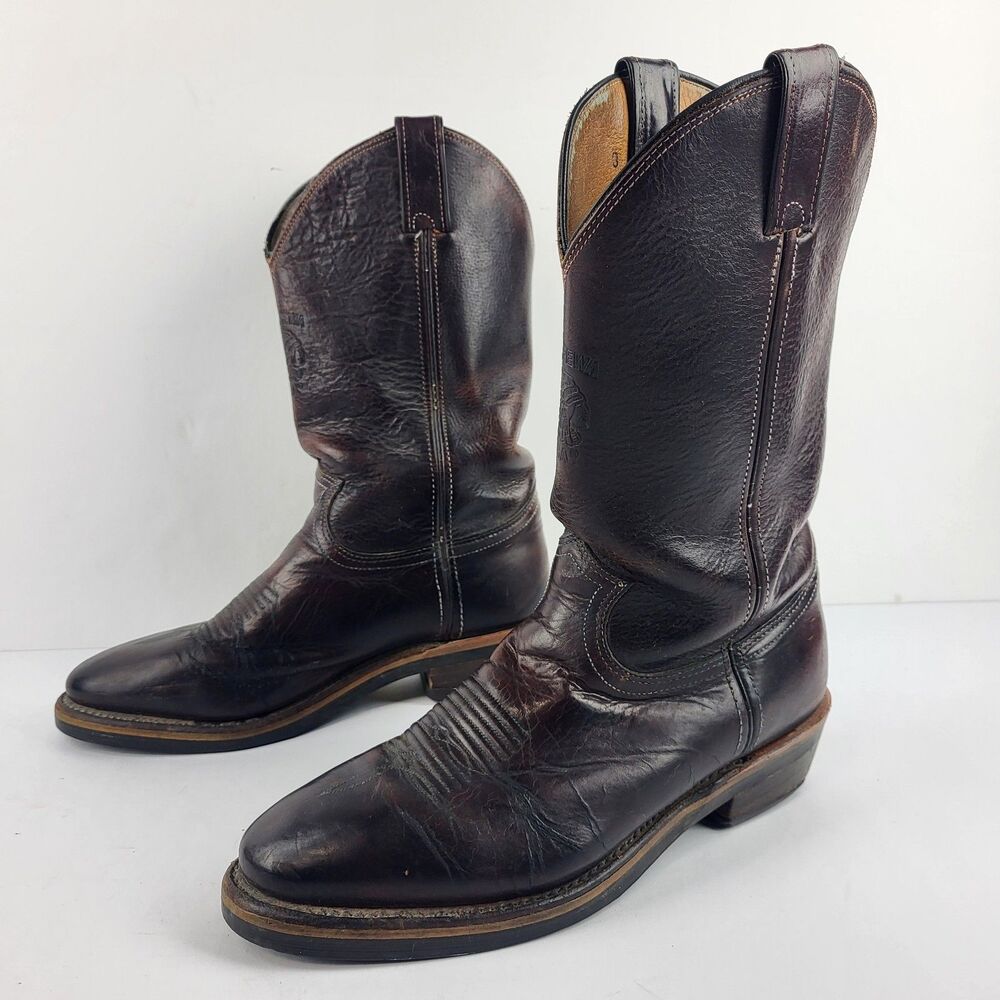 Chippewa Men's Leather Western Work Boots Brown Vibram Sole Size 9D